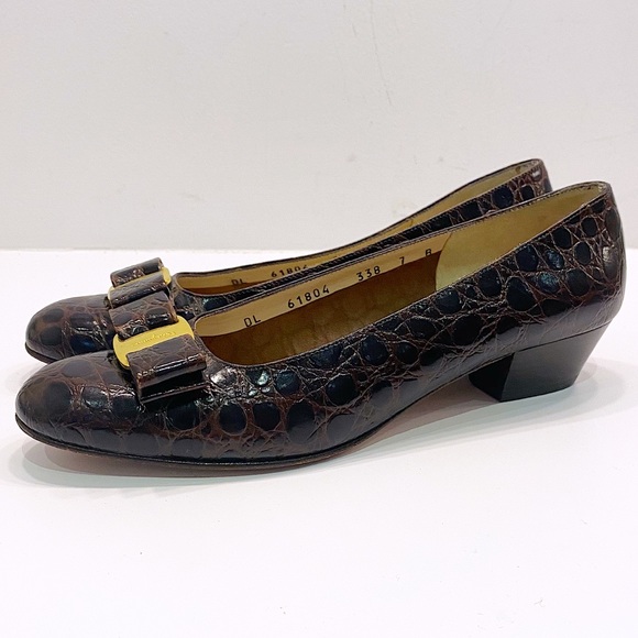 Ferragamo Brown Animal Skin Shoes - 7B - Picture 4 of 8